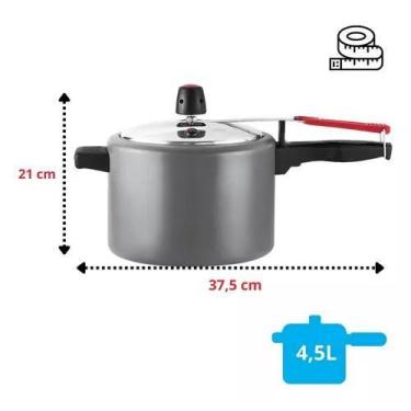 Imagem de Panela De Pressão Antiaderente 4,5Lt Alegrete Cinza