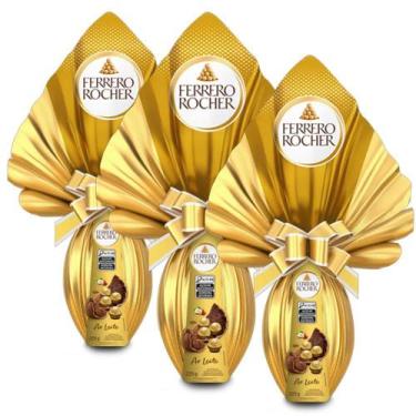 Imagem de Ovo De Páscoa Ferrero Rocher Ao Leite Kit 3 Unidades 225G