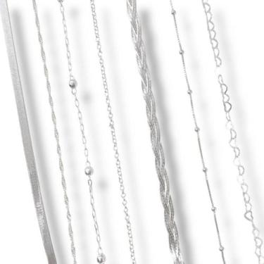 Imagem de Promoção 7 Pulseiras Prata Maciça 925 Fio Bolinha Elo - La&Ny Pratas, 