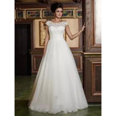 Imagem de Vestido De Noiva Com Peito De Renda E Costa Rendada - AUGUI, G, Branco