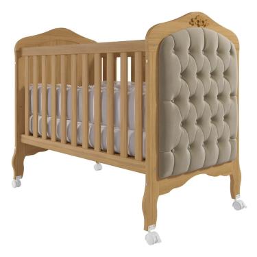 Imagem de Berço 100% Mdf Nature Americano Vira Cama Com Capitonê