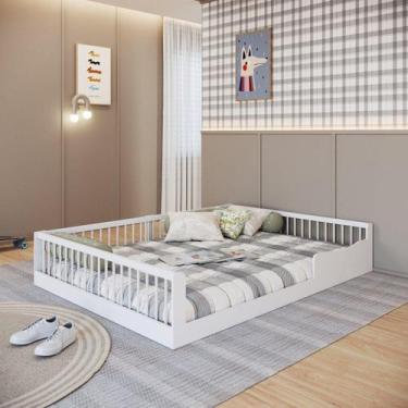 Imagem de Cama Infantil Montessoriana Casal em Mdp Branco - Plasmóbile
