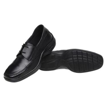 Imagem de Sapatilha Confort Masculina Com Cadarços Em Couro - sapatoway, Preto, 