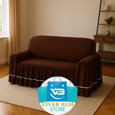 Imagem de Capa protetor Sofá Dalia de 2 lugares Cor:Marrom - Viver Bem Estar, Ma