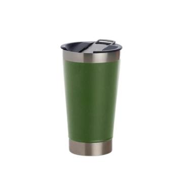 Imagem de Copo Térmico Cerveja Chopp Inox Com Tampa Abridor 480ml Xtuned, Verde