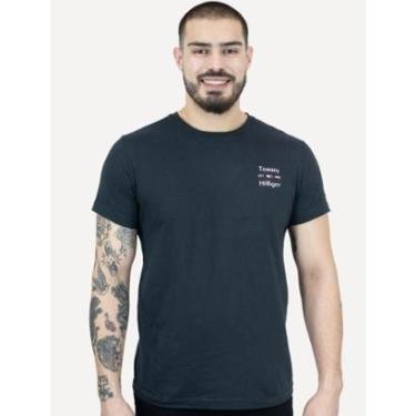 Imagem de Camiseta Tommy Hilfiger Masculina Regular Stack Azul Marinho-Masculino