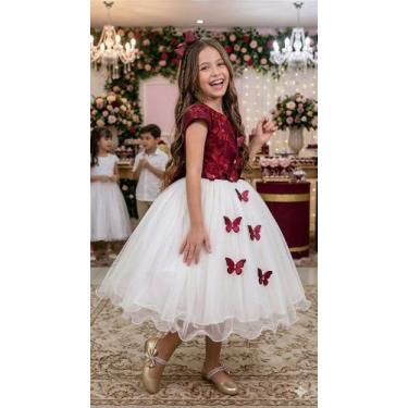 Imagem de Vestido Juvenil Midi Vila Lele Sabrina Marsala e Off - Elegante e Sofi