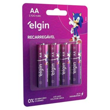 Imagem de Pilha Recarregável AA 2700MaH Com 4 Unidades Elgin