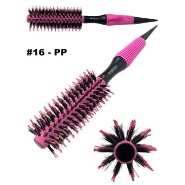 Imagem de Escova De Cabelo Térmica Rosa Cerdas De Javali Mista Madeira Ref. 16 -