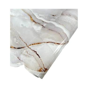 Imagem de Papel De Parede PVC Autoadesivo Com Padrão De Mármore Bege, Resistente