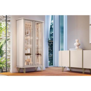 Imagem de Cristaleira Hb Móveis Evora 2 Portas De Vidro Off White