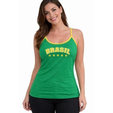 Imagem de Blusa Alça Brasil Viscolycra Com Estampa - Torcida Feminina Cor:Verde 