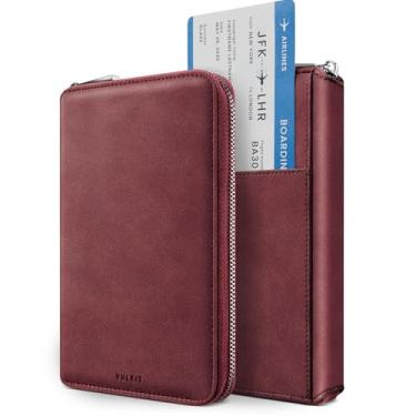 Imagem de VULKIT Porta-passaporte para família de viagem, carteira com vários porta-documentos de viagem para uma família de 3 a 4 pessoas, bolsa organizadora de documentos para cartões de crédito, identidade