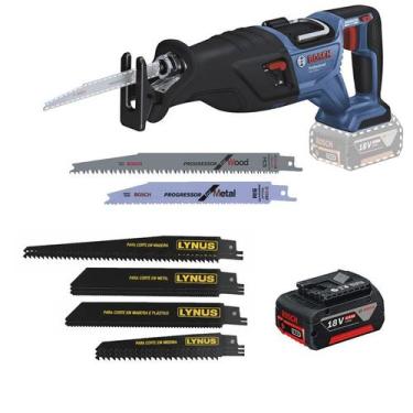 Imagem de Serra Sabre Bosch GSA 185-LI 18V 2 lâminas + 1 Bateria 4,0Ah + Kit de 