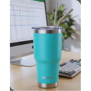 Imagem de Copo Térmico NTK Siluet 850ml Inox Turquesa com Tampa Canudos e Escova