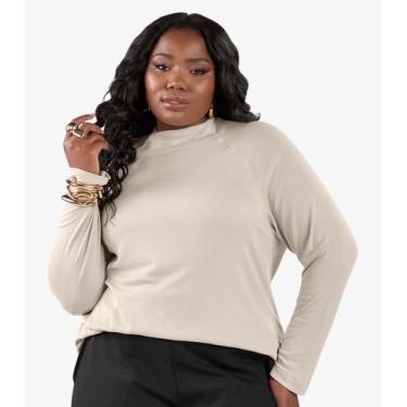 Imagem de Blusa Manga Longa Plus Size Secret Glam Bege, Plus G2, Bege