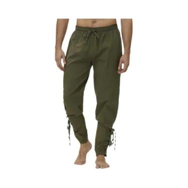 Imagem de Calças Masculinas Com Cordão Estilo Pirata Viking Renascentista Mediev