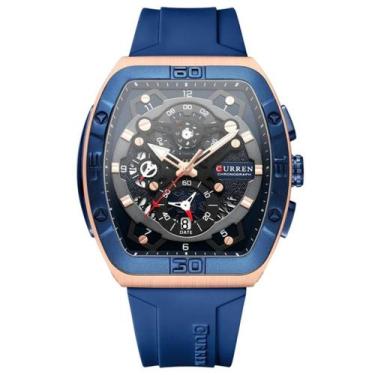 Imagem de Relógio Cronógrafo Tonneau Design com Pulseira Esportiva de Silicone -