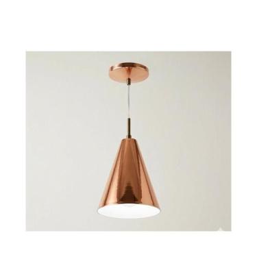 Imagem de Pendente cone de aluminio colorido - - Generica, Cobre/Branco