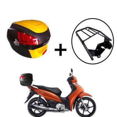 Imagem de Baú Bauleto Awa Pross 29l + bagageiro de  Biz 2018+, amarelo