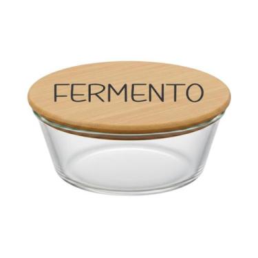 Imagem de Pote Hermético Redondo Vidro e Tampa de Bambu (630 ml) Fermento - Casa