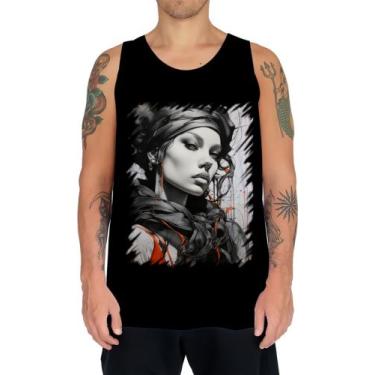 Imagem de Camiseta Regata Pintura a Carvão Mulher Arte Esfumaçada 3 - Kasubeck S