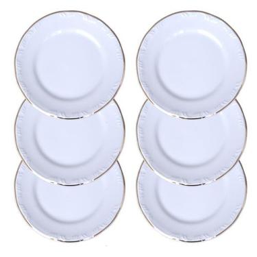 Imagem de Jogo 6 Pratos Sobremesa Pomerode Filete Ouro Schmidt - Porcelanas Schm