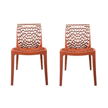 Imagem de Kit 2 Cadeiras Sala de Jantar Gruvyer Empilhável Cor Terra - DOM STARK