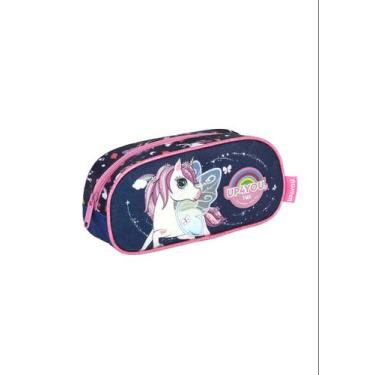 Imagem de Estojo Escolar Infantil Simples Unicornio Up4You EI42064UP Cor:Azul, A