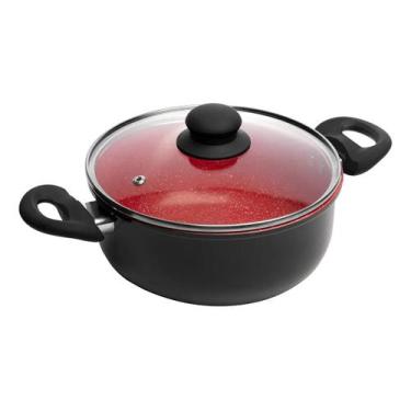 Imagem de Caçarola Indução Tampa Granito 22cm Vermelho Revestimento Cerâmico Lyo