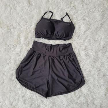 Imagem de Conjunto Fitness Academia Short e Top bojo Removivel  Bolso - PIJAMAS 