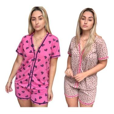 Imagem de Kit 2 Pijamas Feminino Americano Adulto Curto Malha Gestante - PIJAMAS