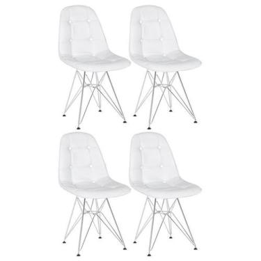 Imagem de Kit 4 cadeiras estofadas Charles Eames Eiffel Botonê com pés de metal 