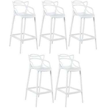 Imagem de Kit 5 Banquetas Laráz Master Allegra 76 cm - Branco - Laraz