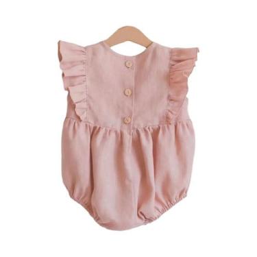 Imagem de Macacão De Verão Em Linho E Algodão Para Bebê Menina, Playsuit De Uma 