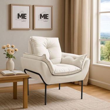 Imagem de Poltrona Decorativa Opala Amamentação Para Sala Base De Ferro preto Suede MEecommerce