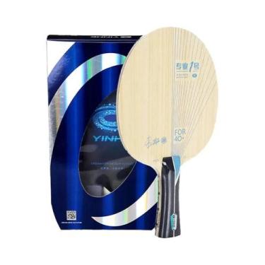 Imagem de Raquete De Tênis De Mesa Ofensiva De Fibra ALC Azul YINHE pro 01 Com E
