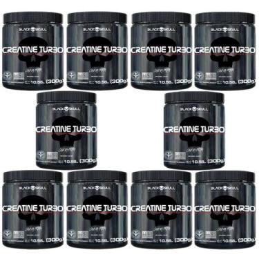 Imagem de Kit 10X Creatine Turbo Monohidratada - 300g Sem Sabor - Black Skull
