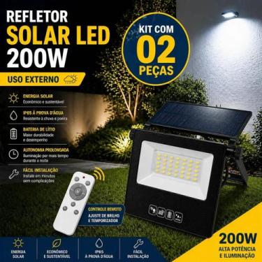 Imagem de Kit 02 Refletor Solar Led Holofote 200w Placa Conjugada - LUXOR STORE