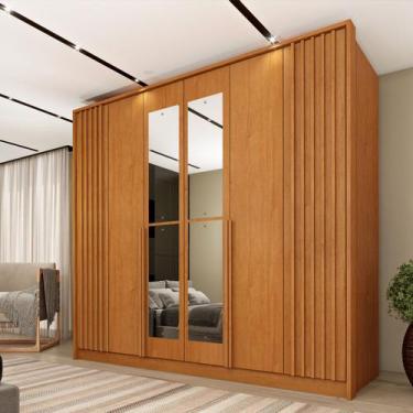 Imagem de Guarda Roupa Casal 6 Portas Ripado 4 Gavetas 244cm Nova York com Espel