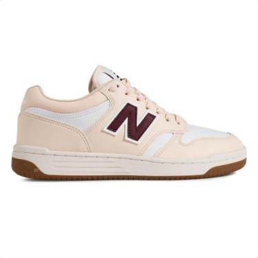 Imagem de Tênis New Balance 480 Low Unissex, 37, Rosa, Branco