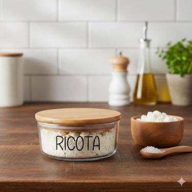 Imagem de Pote Hermético Redondo Vidro (380 ml) Ricota - Casa Vitá, Ricota