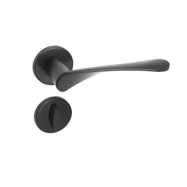 Imagem de Fechadura wc banheiro preto roseta redonda luna haga 20757b