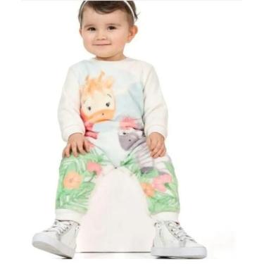 Imagem de Macacão quentinho inverno bebê Fleece - Tileesul, Bege, 9M