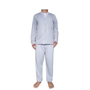 Imagem de Pijama Masculino Aberto Flanelado Moletinho C/botões Inverno Estampado