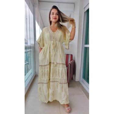 Imagem de Vestido Longo Indiano Linha Luxo Premium Boho Chic c/ Forro-cod.142 - 