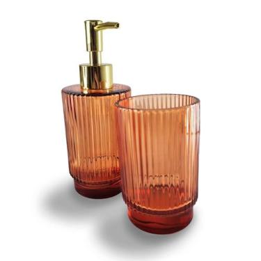 Imagem de Kit Saboneteira Liquida De Vidro Com Copo 400ml Banheiro - Estocasa