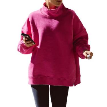 Imagem de Moletom feminino DURUNUL de grandes dimensões com gola alta e blusa fo