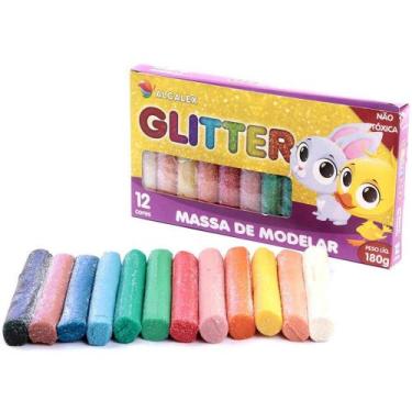 Imagem de Massinha De Modelar Com Glitter color - alcalex, 12cores