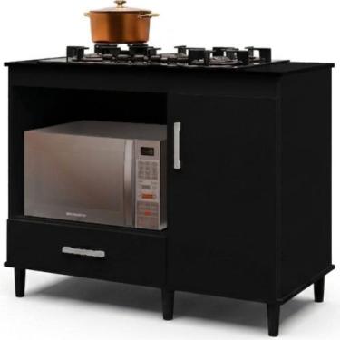 Imagem de Balcão Cooktop J&A Móveis Classic 5 bocas com porta e gaveta preto - J